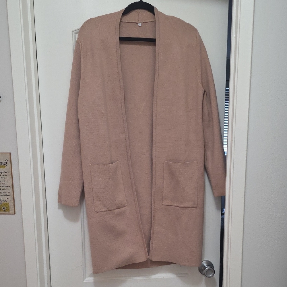 Elegant Beige Open Front Cardigan